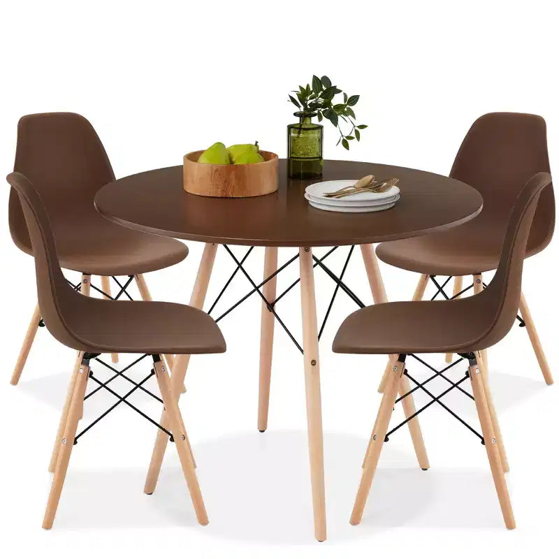 Ensemble de salle à manger compact 5 pièces style moderne du milieu du siècle Best Choice Products avec 4 chaises, pieds en bois