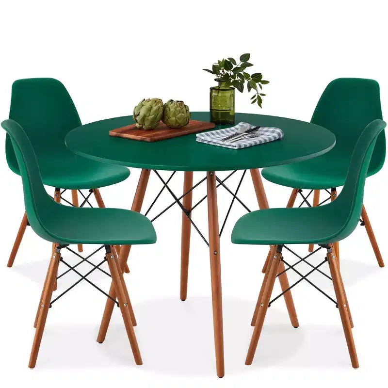 Ensemble de salle à manger compact 5 pièces style moderne du milieu du siècle Best Choice Products avec 4 chaises, pieds en bois