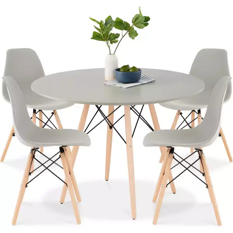 Ensemble de salle à manger compact 5 pièces style moderne du milieu du siècle Best Choice Products avec 4 chaises, pieds en bois