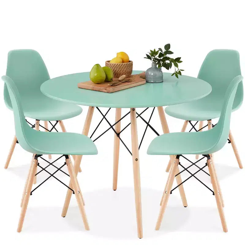 Ensemble de salle à manger compact 5 pièces style moderne du milieu du siècle Best Choice Products avec 4 chaises, pieds en bois