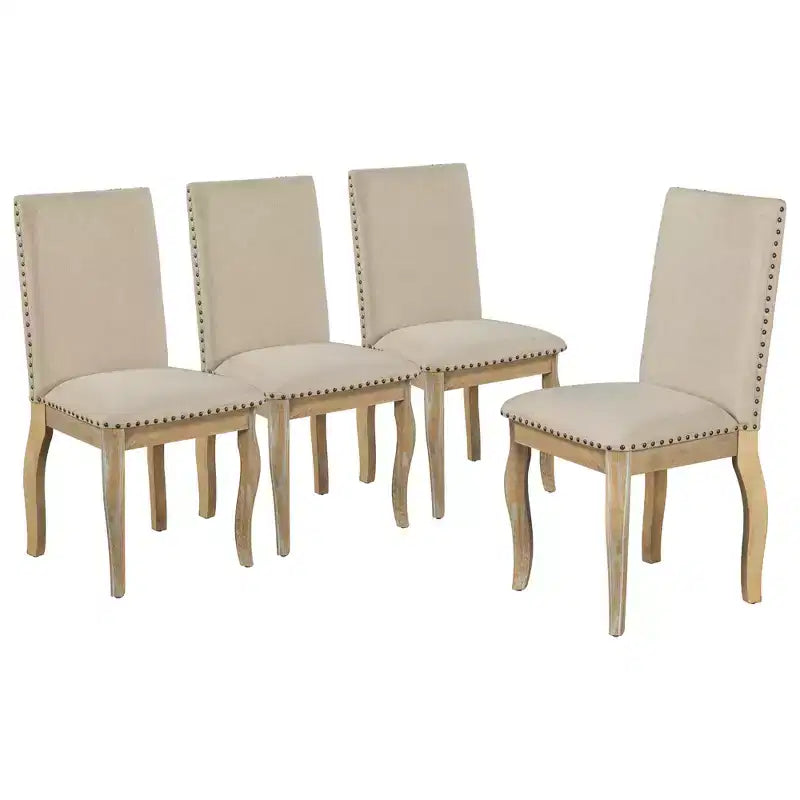Ensemble de salle à manger 5 pièces avec table ronde extensible en bois et 4 chaises de salle à manger rembourrées - ModernLuxe