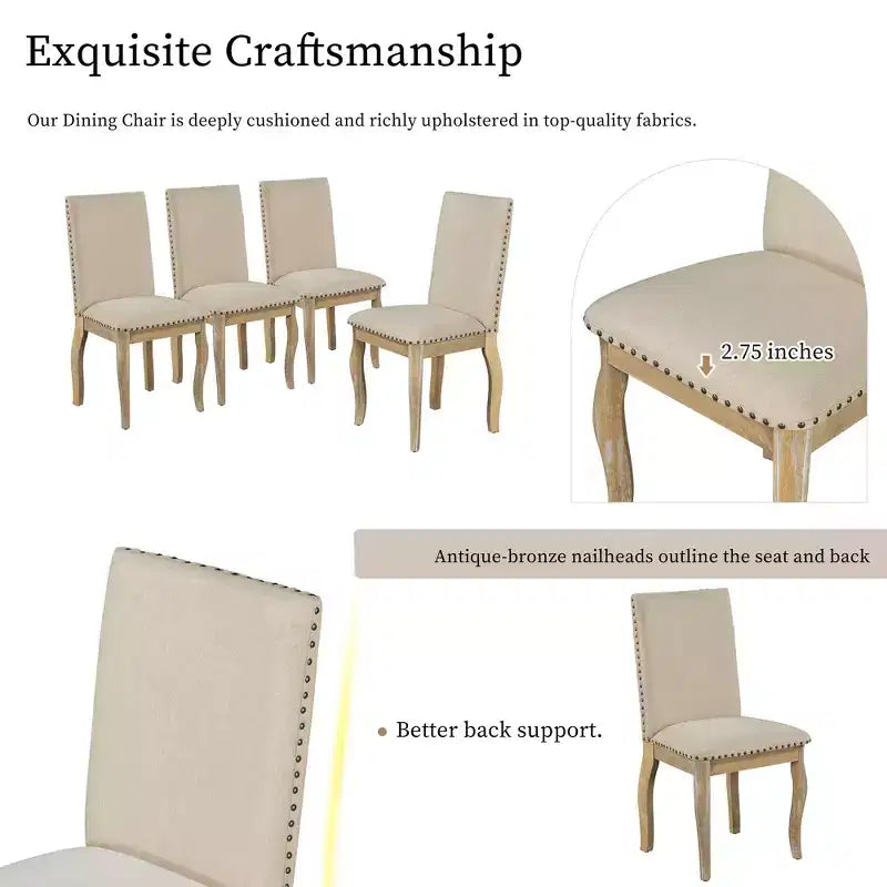 Ensemble de salle à manger 5 pièces avec table ronde extensible en bois et 4 chaises de salle à manger rembourrées - ModernLuxe
