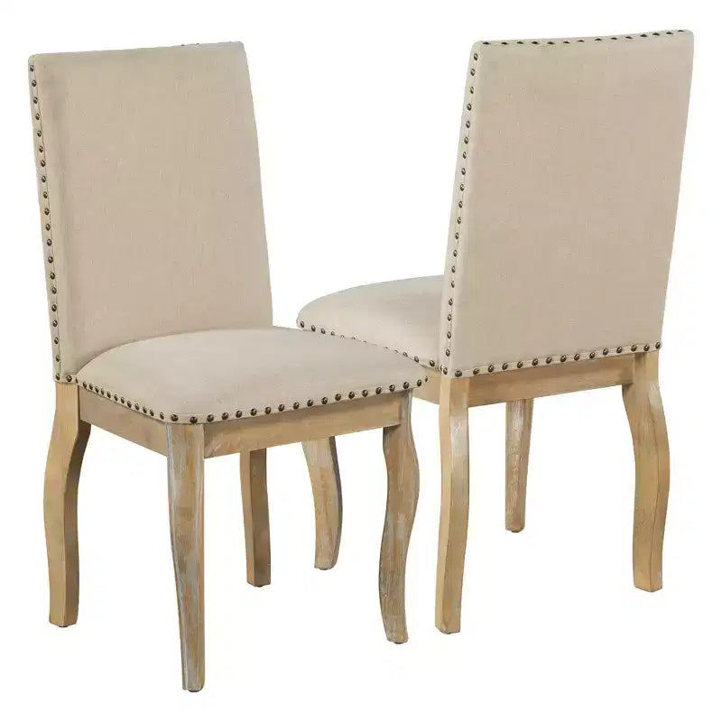 Ensemble de salle à manger 5 pièces avec table ronde extensible en bois et 4 chaises de salle à manger rembourrées - ModernLuxe
