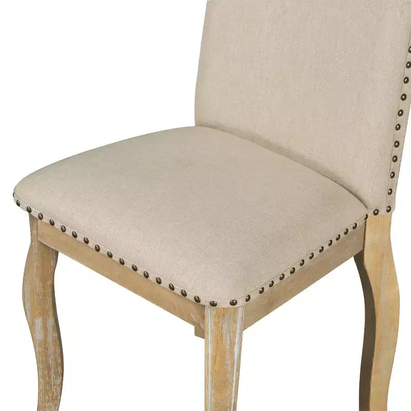 Ensemble de salle à manger 5 pièces avec table ronde extensible en bois et 4 chaises de salle à manger rembourrées - ModernLuxe