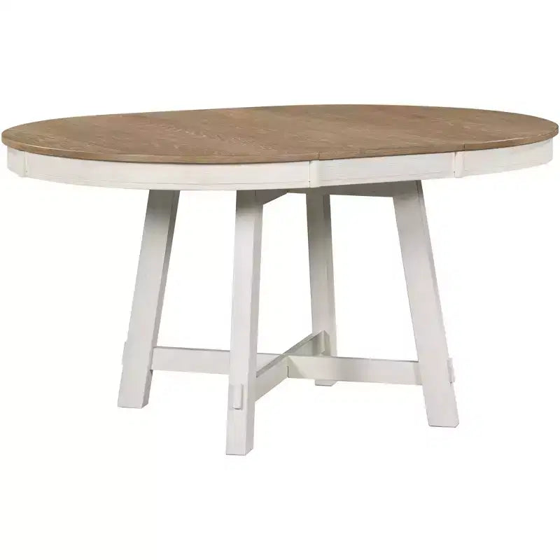 Ensemble de salle à manger 5 pièces avec table ronde extensible en bois et 4 chaises de salle à manger rembourrées - ModernLuxe