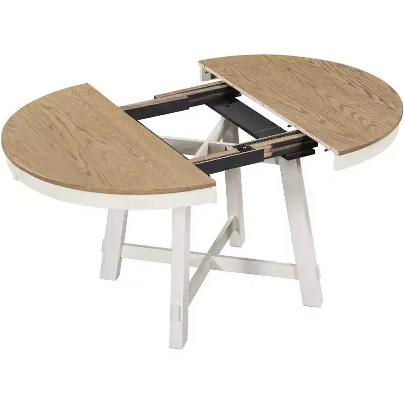 Ensemble de salle à manger 5 pièces avec table ronde extensible en bois et 4 chaises de salle à manger rembourrées - ModernLuxe