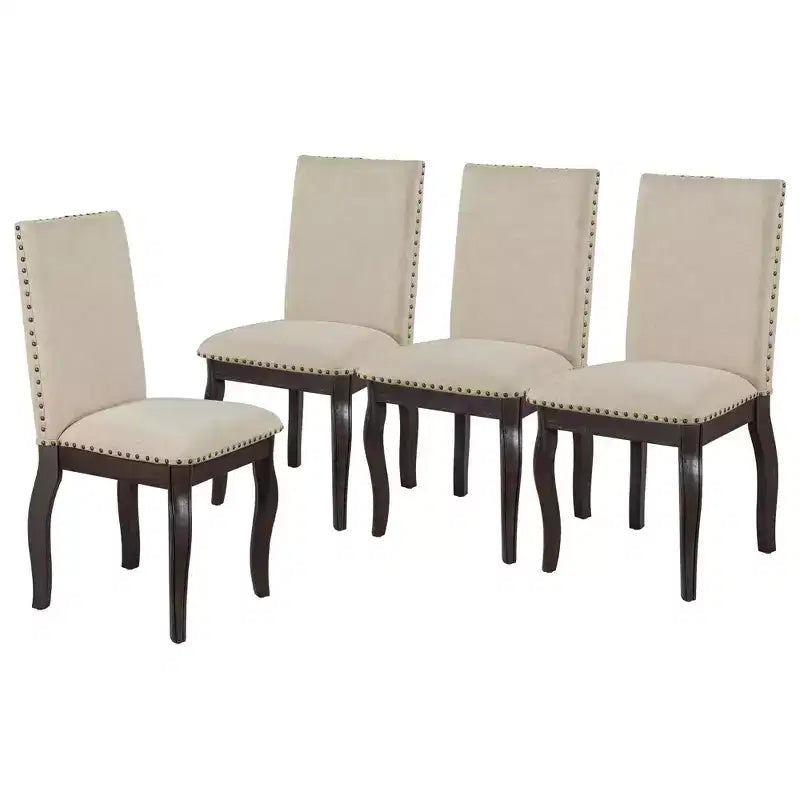 Ensemble de salle à manger 5 pièces avec table ronde extensible en bois et 4 chaises de salle à manger rembourrées - ModernLuxe