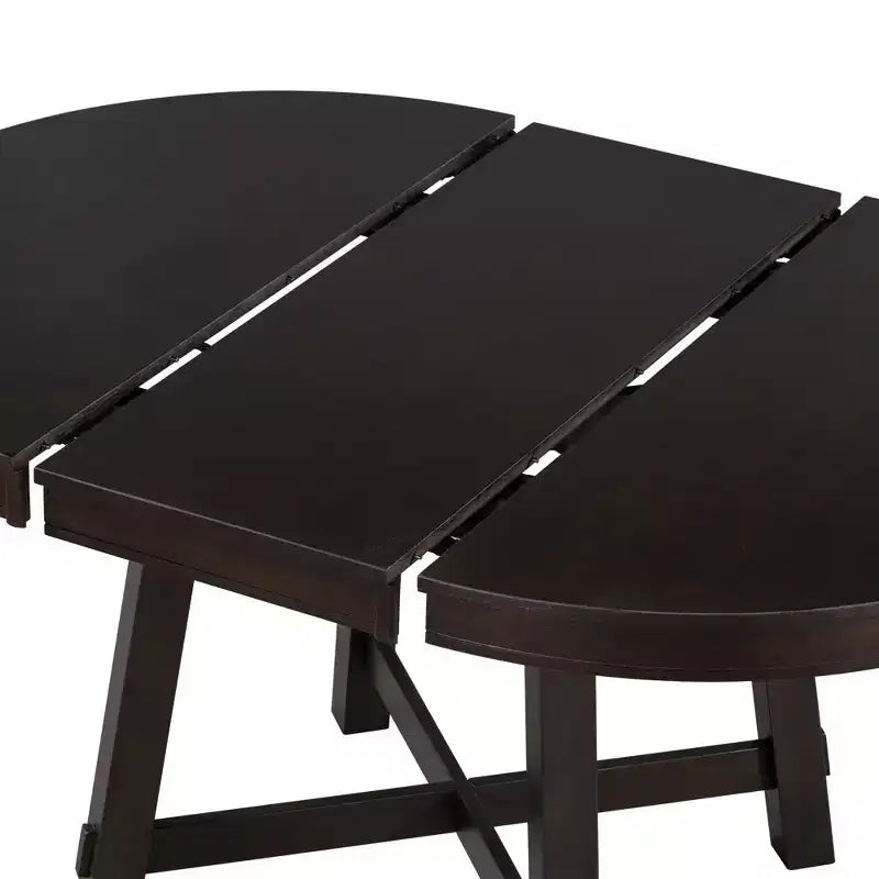 Ensemble de salle à manger 5 pièces avec table ronde extensible en bois et 4 chaises de salle à manger rembourrées - ModernLuxe