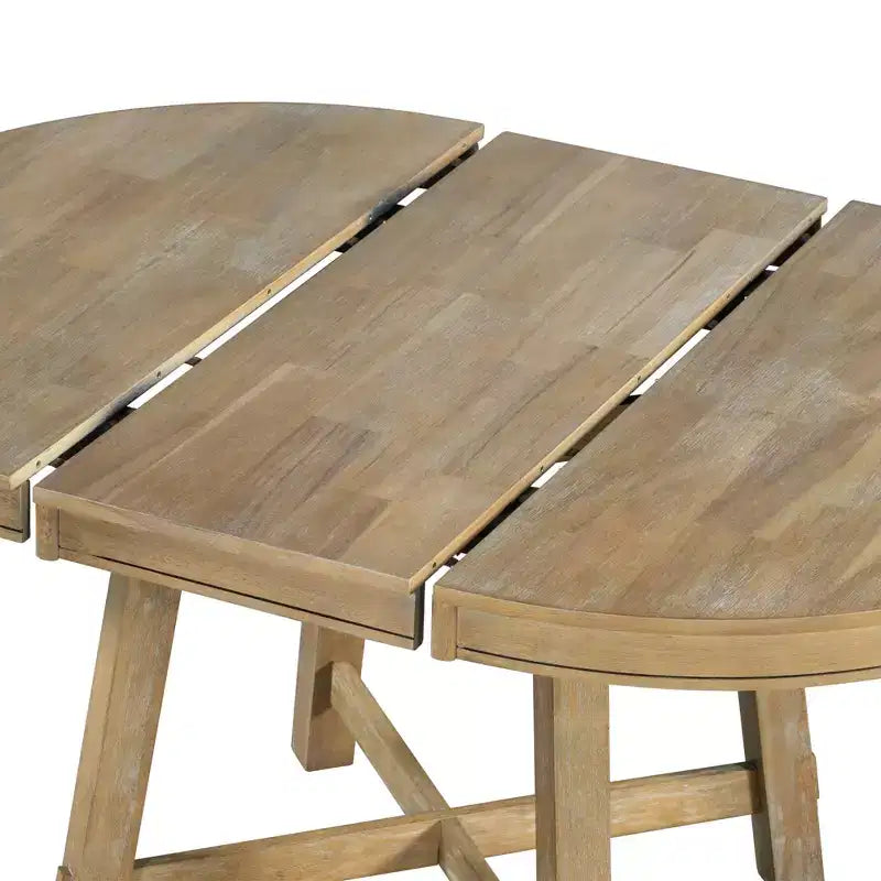 Ensemble de salle à manger 5 pièces avec table ronde extensible en bois et 4 chaises de salle à manger rembourrées - ModernLuxe