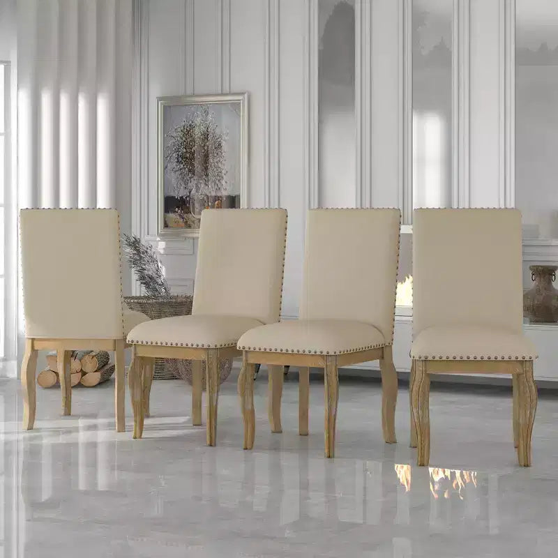 Ensemble de salle à manger 5 pièces avec table ronde extensible en bois et 4 chaises de salle à manger rembourrées - ModernLuxe
