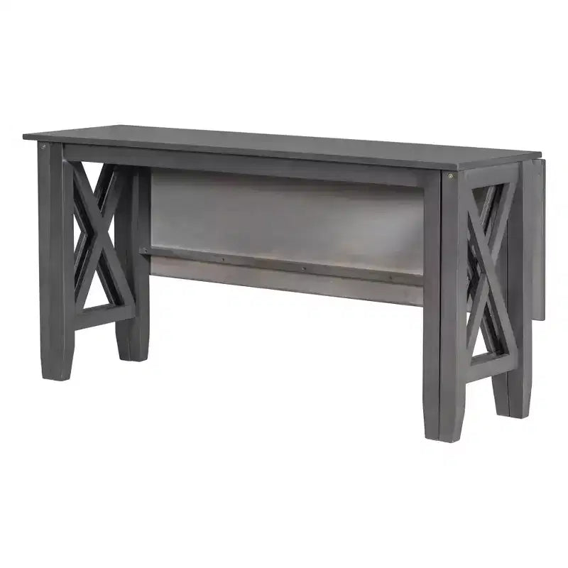 Ensemble de table à manger en bois 6 pièces, table pliante avec 4 chaises rembourrées et banc-ModernLuxe