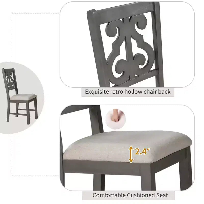 Ensemble de salle à manger rond 5 pièces avec pieds de forme spéciale et dossier de chaise ajouré au design exquis 4A - ModernLuxe