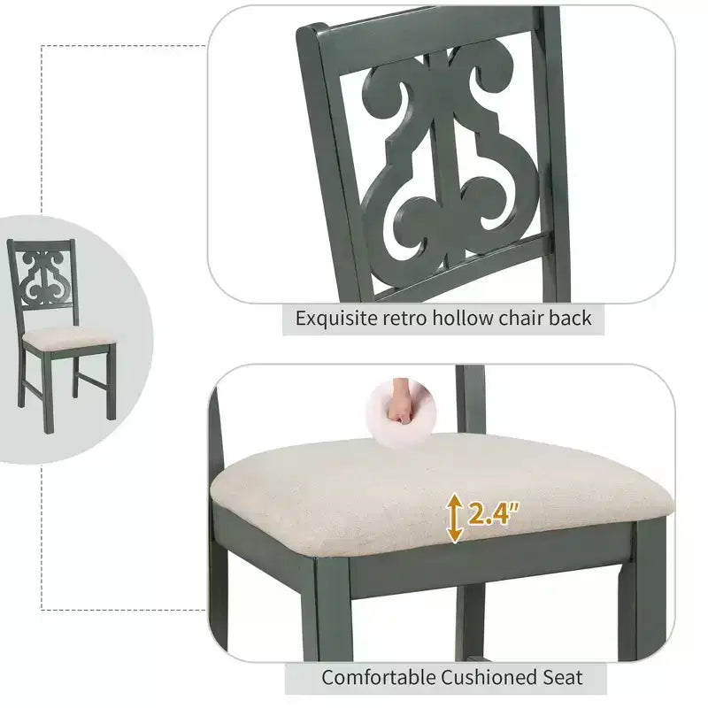 Ensemble de salle à manger rond 5 pièces avec pieds de forme spéciale et dossier de chaise ajouré au design exquis 4A - ModernLuxe