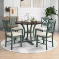 5pc Round Dining Table Set with Special-shaped Legs and Exquisitely Designed Hollow Chair Back 4A -ModernLuxe