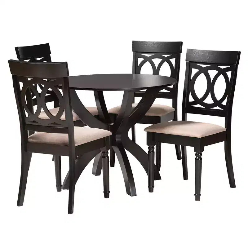 Ensemble de salle à manger moderne Baxton Studio Velia en bois et tissu
