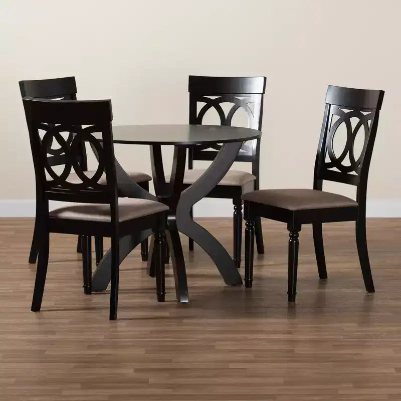 Ensemble de salle à manger moderne Baxton Studio Velia en bois et tissu