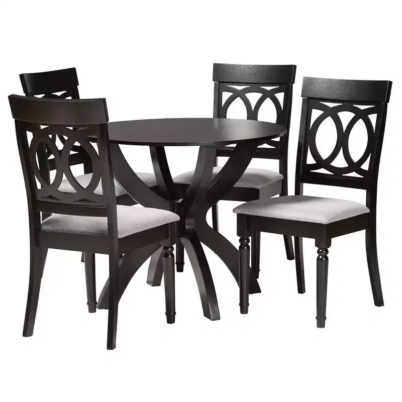 Ensemble de salle à manger moderne Baxton Studio Velia en bois et tissu