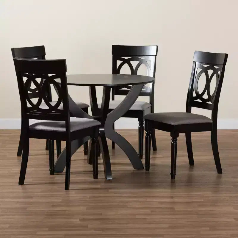 Ensemble de salle à manger moderne Baxton Studio Velia en bois et tissu