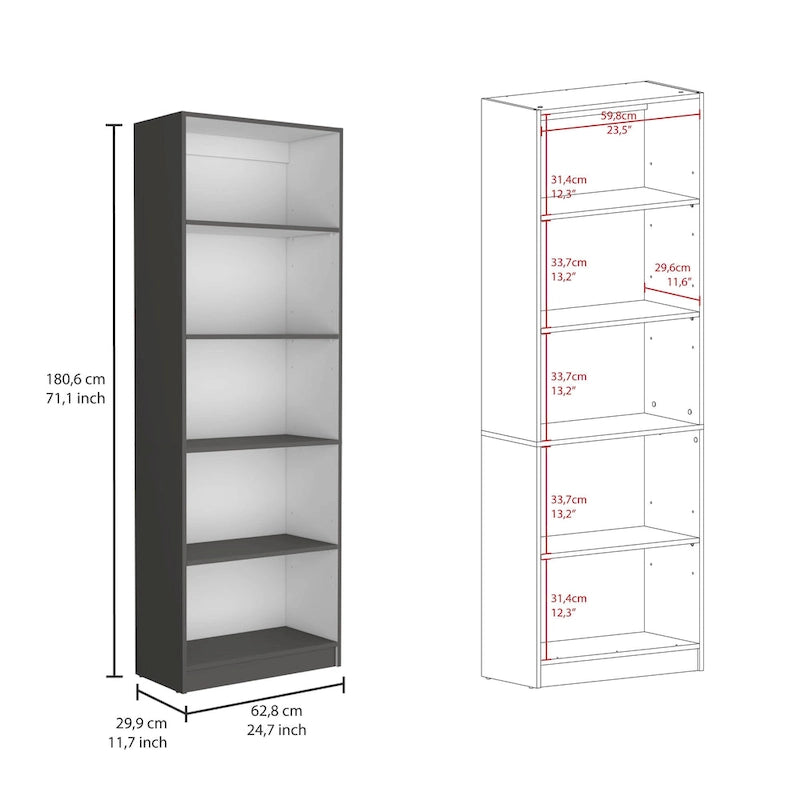 Lot de 3 bibliothèques 5 étagères de 188 cm de large, option B
