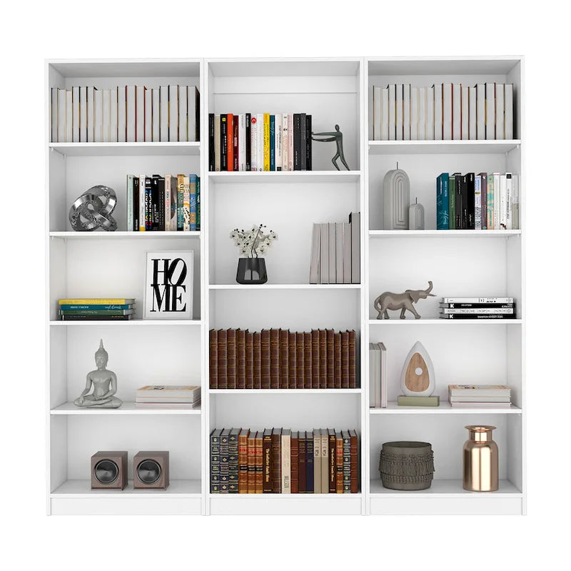 Lot de 3 bibliothèques 5 étagères de 188 cm de large, option B