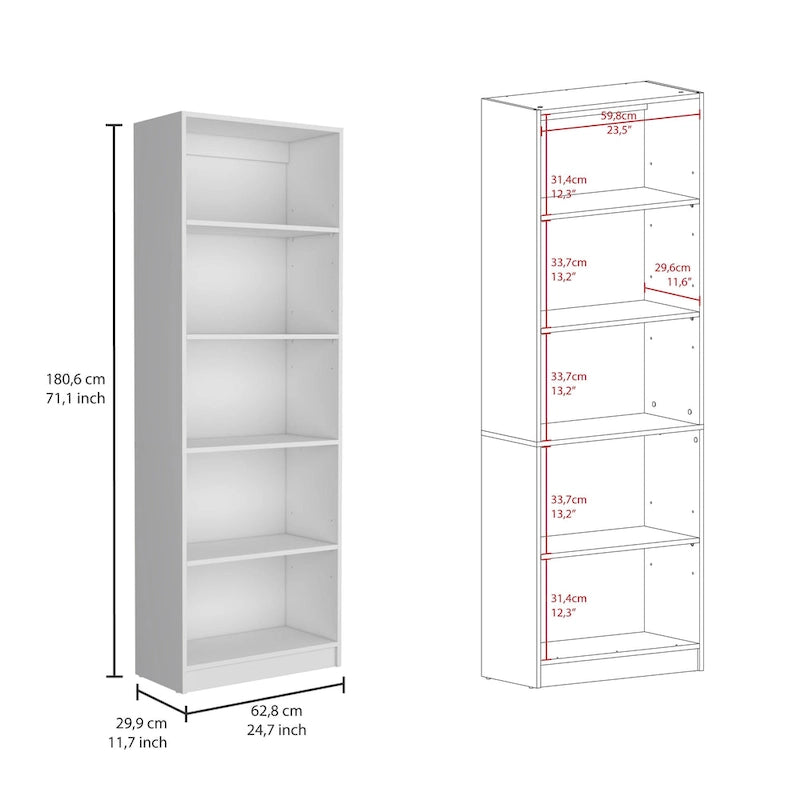 Lot de 3 bibliothèques 5 étagères de 188 cm de large, option B