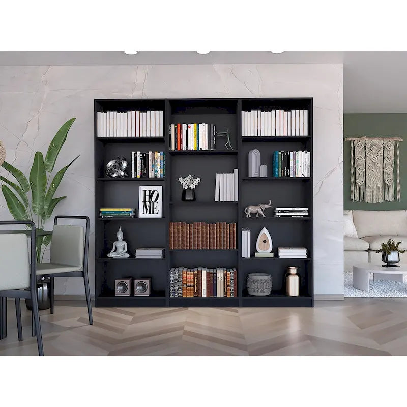 Lot de 3 bibliothèques 5 étagères de 188 cm de large, option B