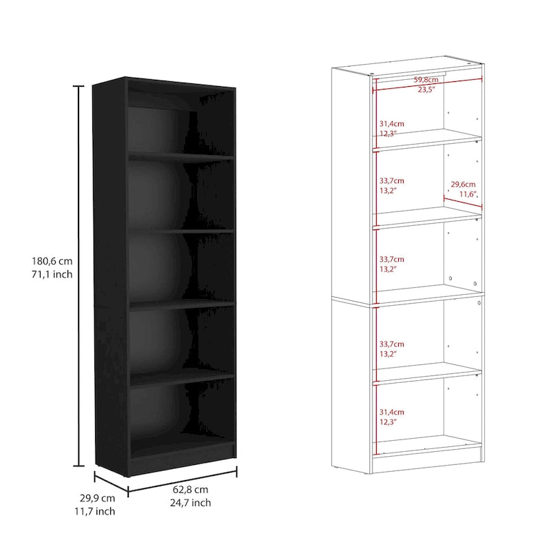 Lot de 3 bibliothèques 5 étagères de 188 cm de large, option B