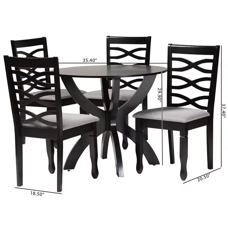 Ensemble de salle à manger 5 pièces Baxton Studio Aspen en tissu sable moderne et bois fini brun foncé