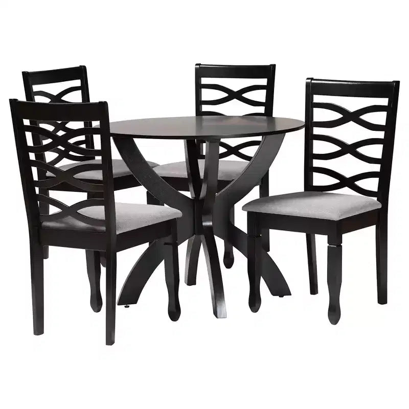 Ensemble de salle à manger 5 pièces Baxton Studio Aspen en tissu sable moderne et bois fini brun foncé