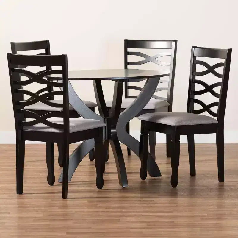 Ensemble de salle à manger 5 pièces Baxton Studio Aspen en tissu sable moderne et bois fini brun foncé
