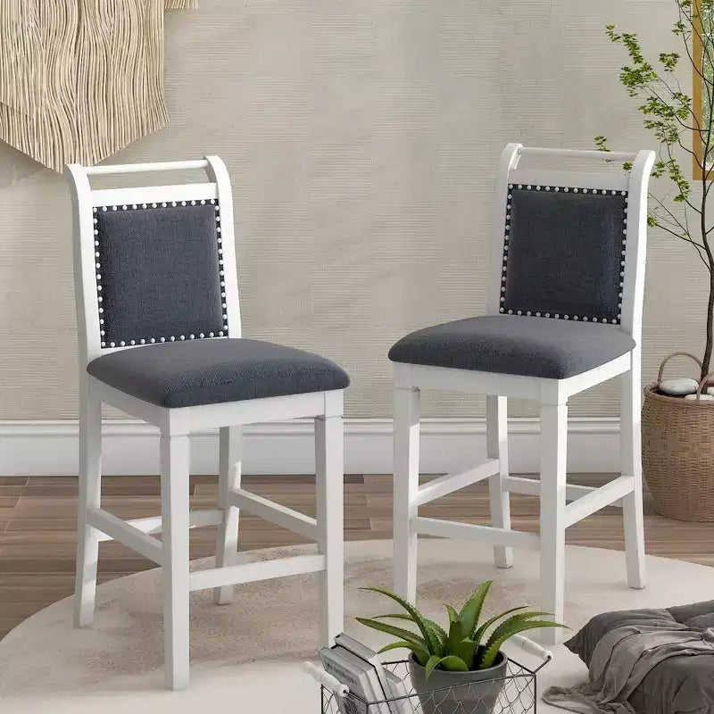 Ensemble de salle à manger 3 pièces ModernLuxe avec table de hauteur comptoir à rallonges en bois et 2 chaises de salle à manger rembourrées 4B