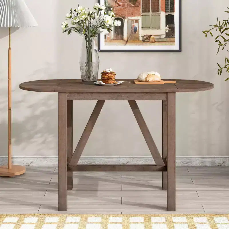 Ensemble de salle à manger 3 pièces ModernLuxe avec table de hauteur comptoir à rallonges en bois et 2 chaises de salle à manger rembourrées 4B