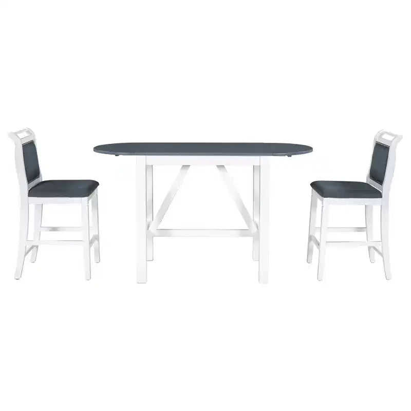 Ensemble de salle à manger 3 pièces ModernLuxe avec table de hauteur comptoir à rallonges en bois et 2 chaises de salle à manger rembourrées 4B