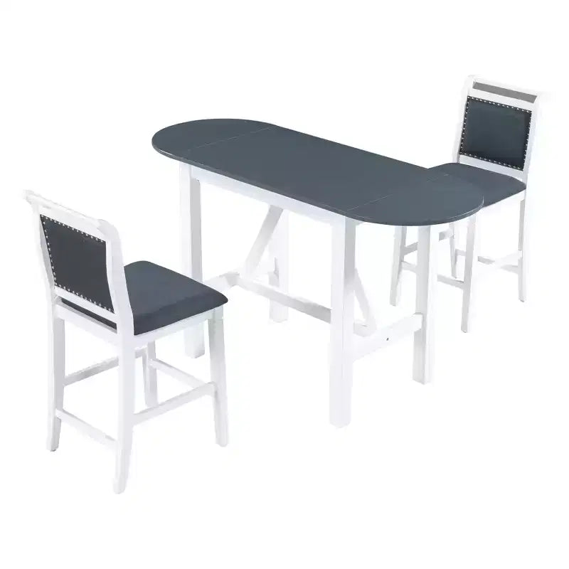 Ensemble de salle à manger 3 pièces ModernLuxe avec table de hauteur comptoir à rallonges en bois et 2 chaises de salle à manger rembourrées 4B