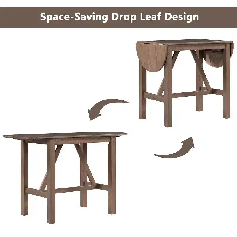 Ensemble de salle à manger 3 pièces ModernLuxe avec table de hauteur comptoir à rallonges en bois et 2 chaises de salle à manger rembourrées 4B