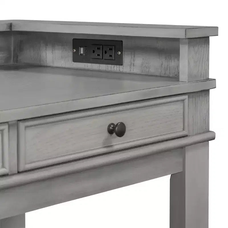 Ensemble table de bar 4 pièces avec 3 tabourets rembourrés, table à manger multifonctionnelle avec 3 tiroirs 4B - ModernLuxe