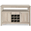 Gray Oak Buffet Server 9 Bottle Wine Cabinet Console - 45.5 inches L x 16 inches W x 31.5 inches H