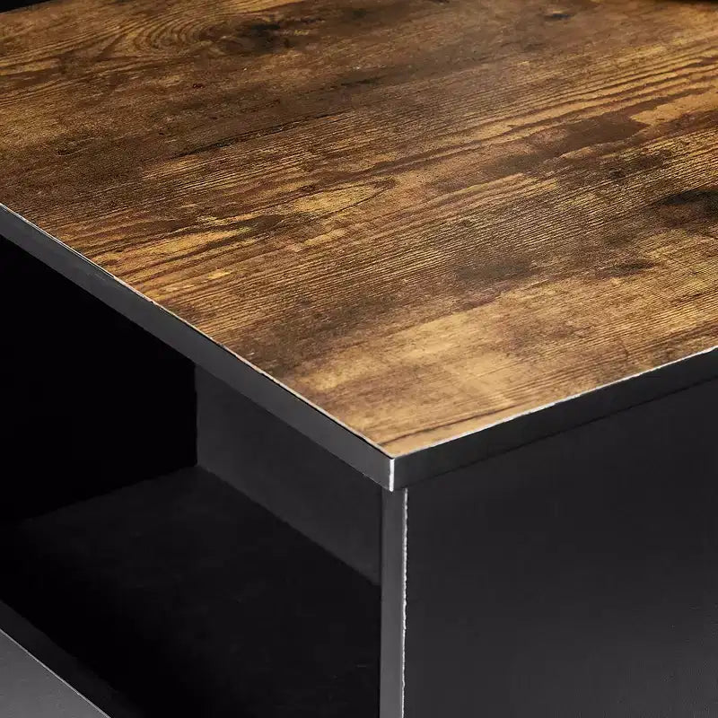 Ensemble de table à manger rétro VECELO avec étagères de rangement hautes, table de bar en bois et 2 tabourets en métal, gain de place