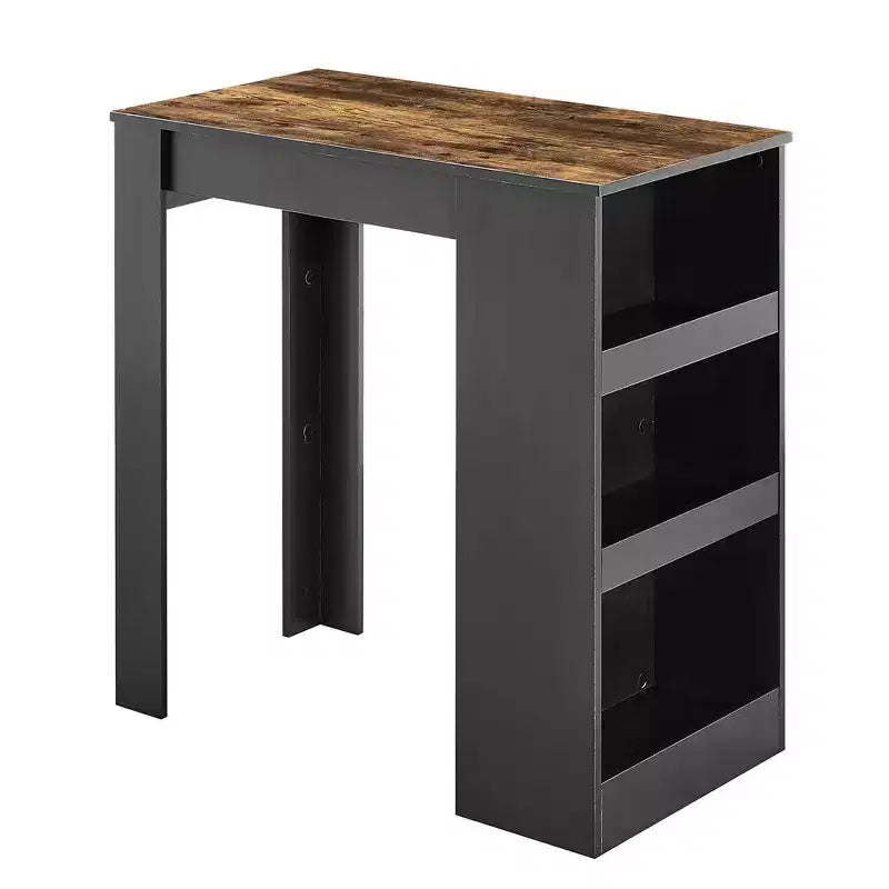 Ensemble de table à manger rétro VECELO avec étagères de rangement hautes, table de bar en bois et 2 tabourets en métal, gain de place