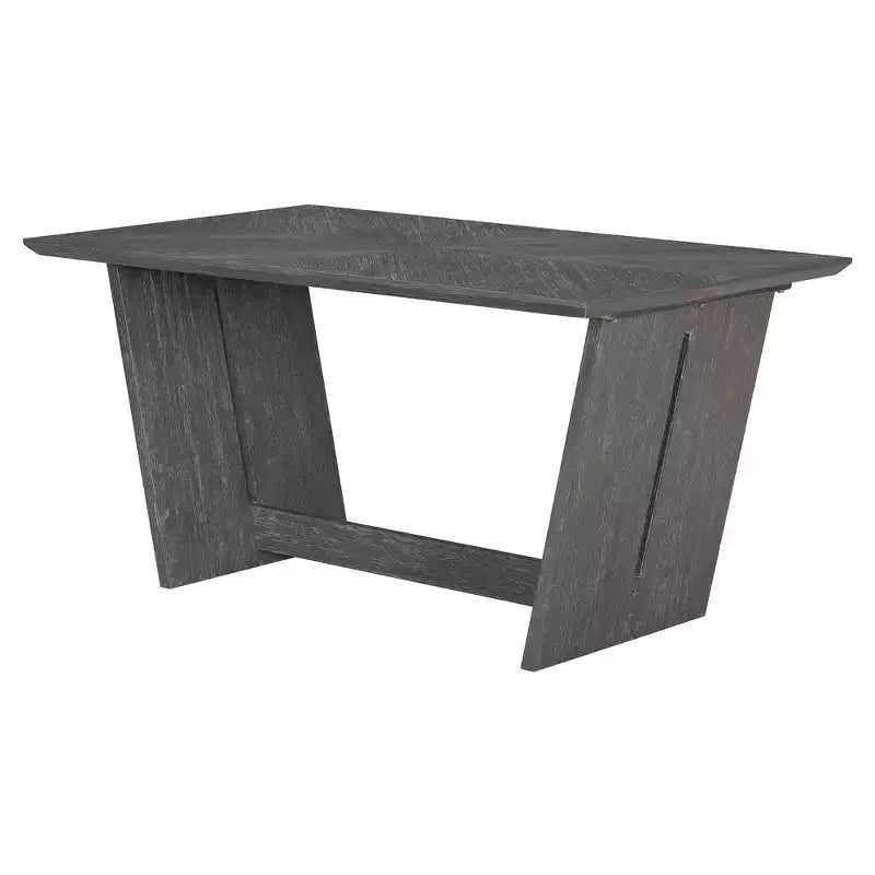 Ensemble de salle à manger rétro 6 pièces, 1 table rectangulaire avec base trapézoïdale stable, 4 chaises rembourrées et 1 banc 4S - ModernLuxe