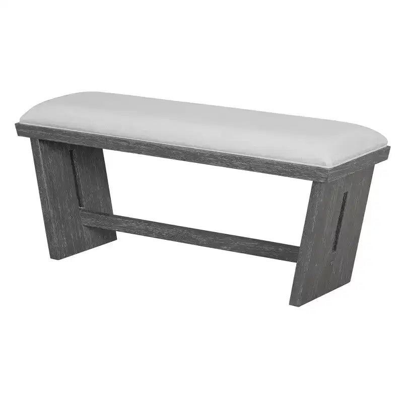 Ensemble de salle à manger rétro 6 pièces, 1 table rectangulaire avec base trapézoïdale stable, 4 chaises rembourrées et 1 banc 4S - ModernLuxe