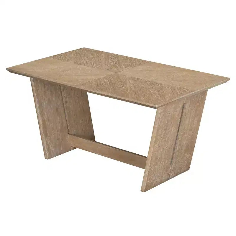 Ensemble de salle à manger rétro 6 pièces, 1 table rectangulaire avec base trapézoïdale stable, 4 chaises rembourrées et 1 banc 4S - ModernLuxe