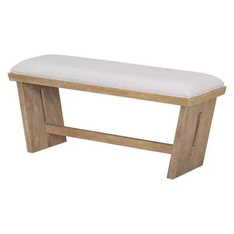Ensemble de salle à manger rétro 6 pièces, 1 table rectangulaire avec base trapézoïdale stable, 4 chaises rembourrées et 1 banc 4S - ModernLuxe