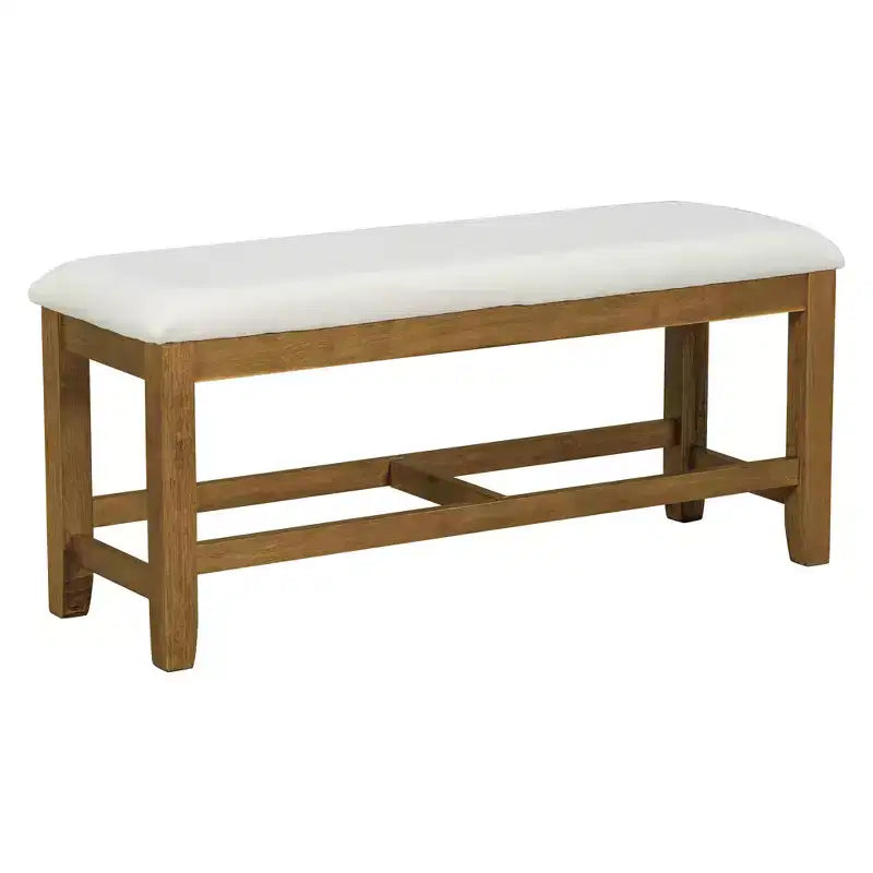 Ensemble de salle à manger 6 pièces avec table à rallonge et piédestal, 1 table avec rallonge amovible de 45,7 cm, 4 chaises rembourrées et 1 banc 4S - ModernLuxe
