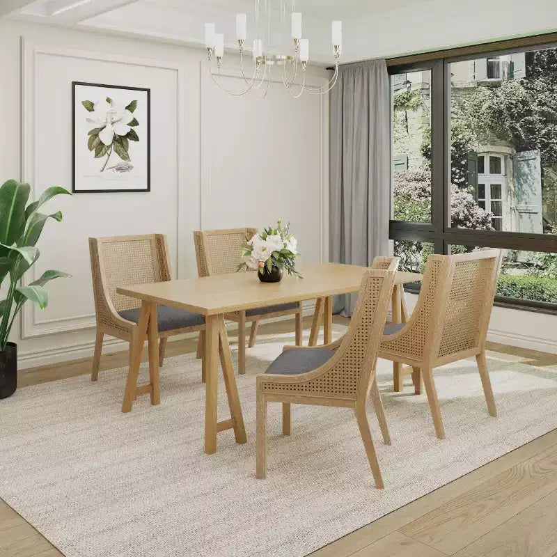 Ensemble de salle à manger 5 pièces en rotin et bois d'hévéa Sorenza de Christopher Knight Home