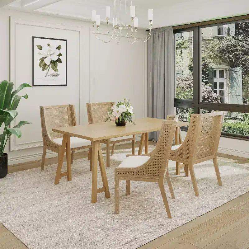 Ensemble de salle à manger 5 pièces en rotin et bois d'hévéa Sorenza de Christopher Knight Home