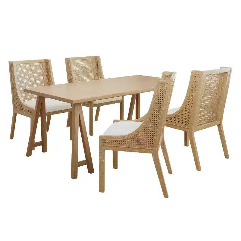 Ensemble de salle à manger 5 pièces en rotin et bois d'hévéa Sorenza de Christopher Knight Home