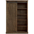 Bibliothèque rustique avec porte de grange, étagères en bois, bibliothèque de bureau, marron - 122 L x 183 H x 41 P cm
