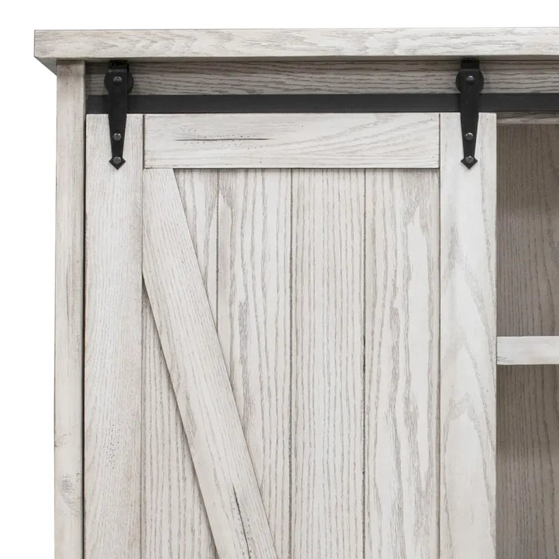 Bibliothèque rustique avec porte de grange, étagères en bois, bibliothèque de bureau, marron - 122 L x 183 H x 41 P cm