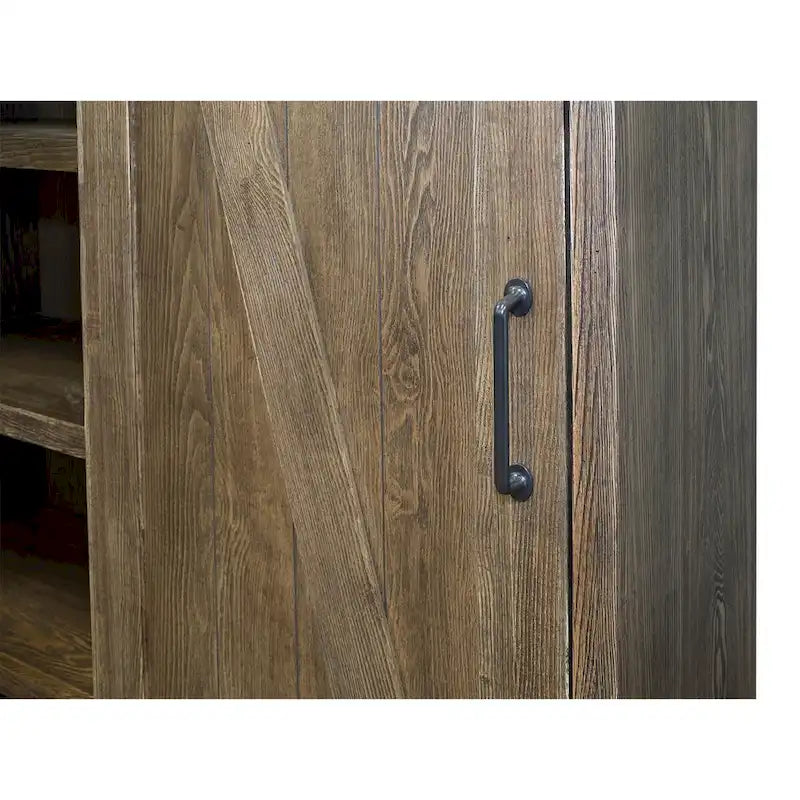 Bibliothèque rustique avec porte de grange, étagères en bois, bibliothèque de bureau, marron - 122 L x 183 H x 41 P cm